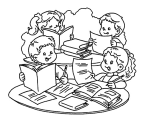 group reading drawing